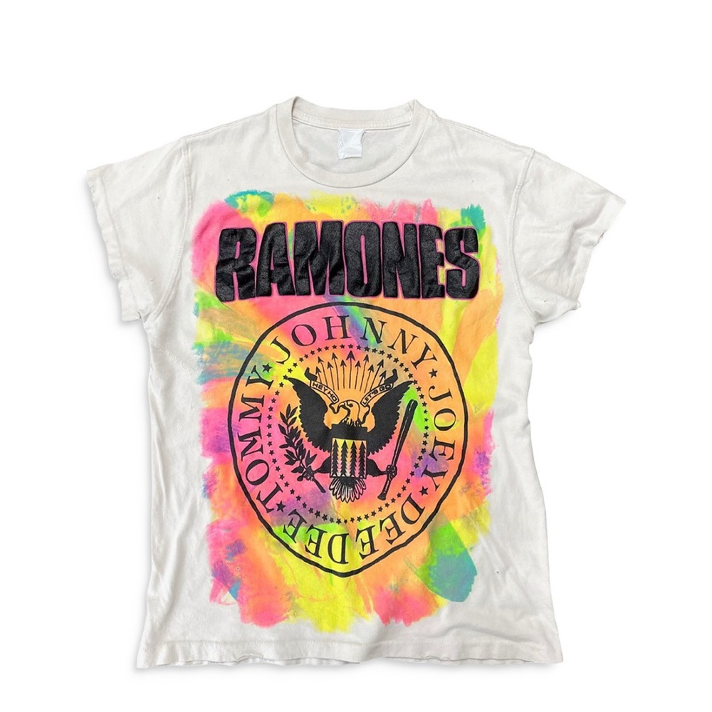 Madeworn Ramones multicolor tie dye graphic t-shirt sz M distressed rock n roll